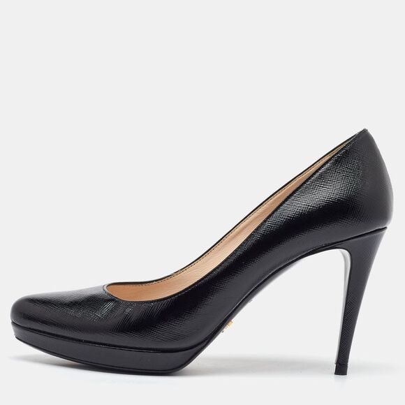 Prada Black Saffiano Patent Leather Platform Pumps Size 40.5,New Products : American Fashion Style Bags On Sale